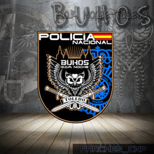 Cargar imagen en el visor de la galería, EMBLEMA DE BRAZO DEL G.O.R. DE NOCHE DE LA CIUDAD DE TOLEDO (BUHOS)