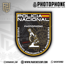 Cargar imagen en el visor de la galería, EMBLEMA DE BRAZO DE PHOTOPHONE - DOCUMENTOS FALSOS P.N. AEROPUERTO MADRID
