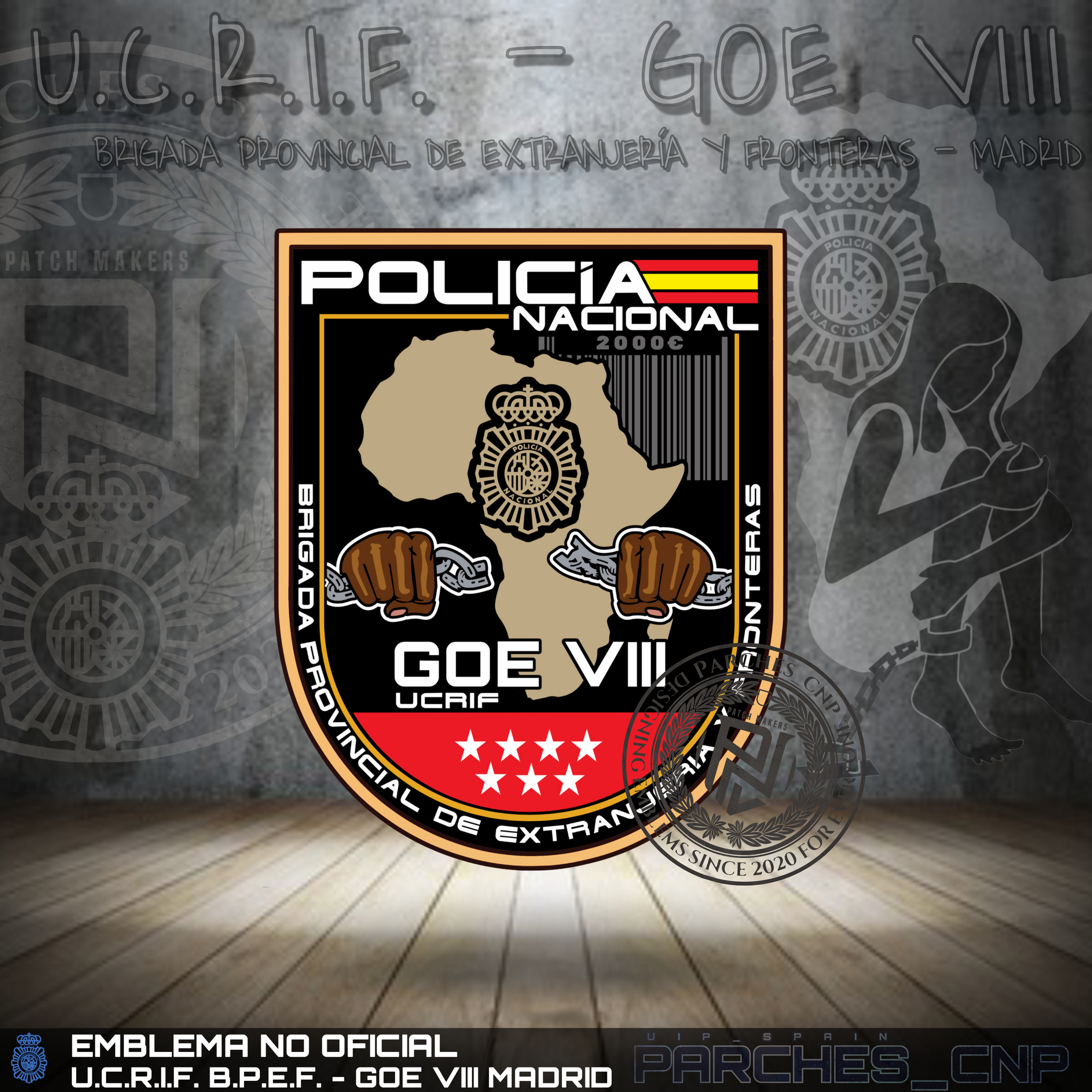EMBLEMA BRAZO U.C.R.I.F. GOE VIII - B.P.E. DE MADRID – PARCHES_CNP, image size:2048x2048